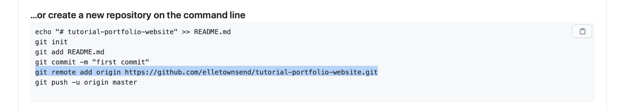 Screenshot of the required line from the github site - the 5th line down